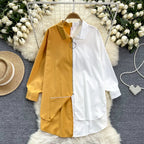 Idle Style Mid-length Color Matching Shirt - Viexta