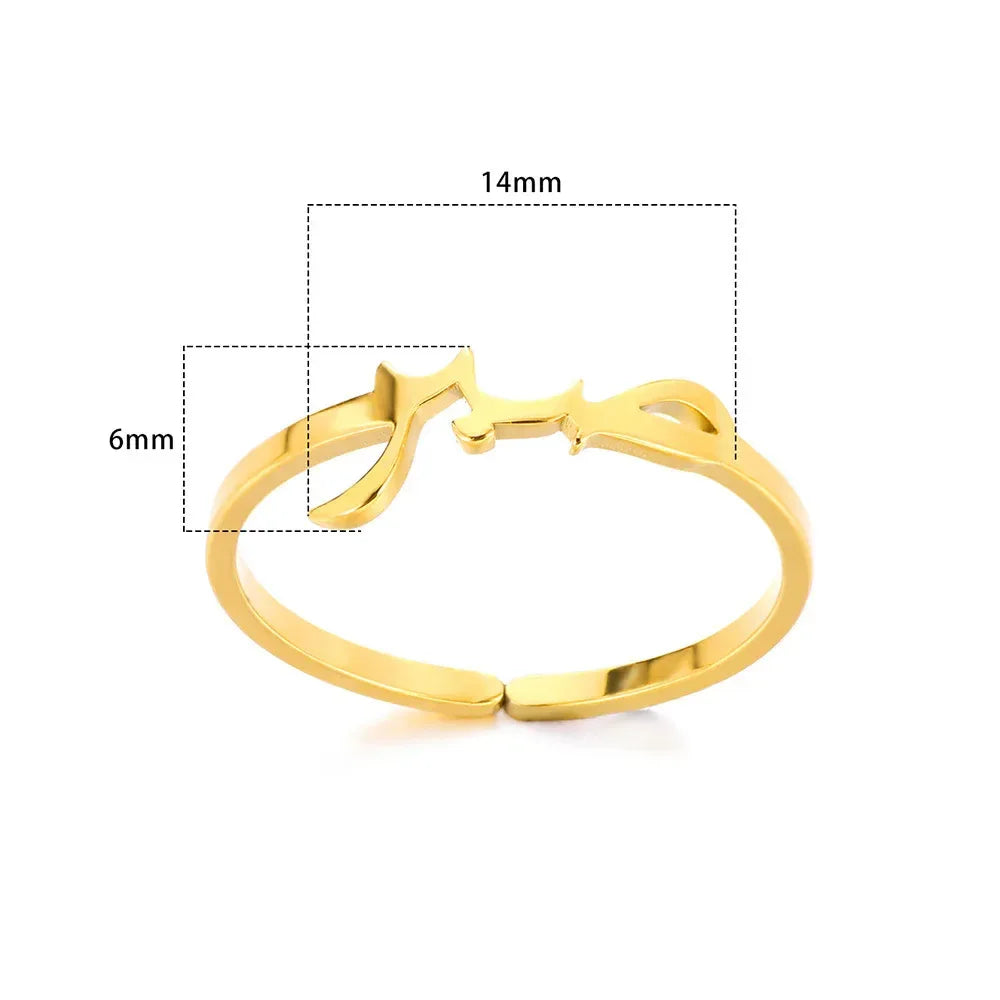 Arabic Stainless Steel Gold Plated Vintage Ring - Viexta