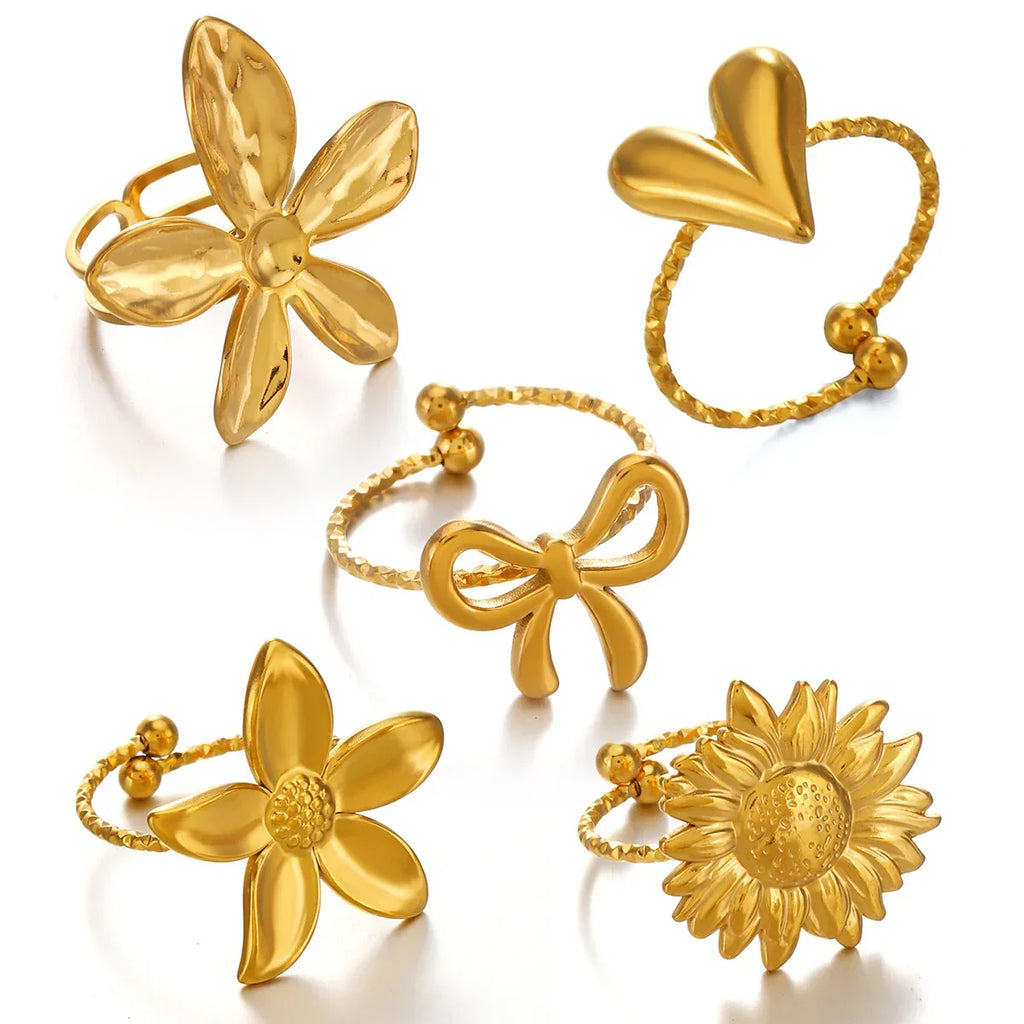 Stainless Steel Flower Ring - Viexta