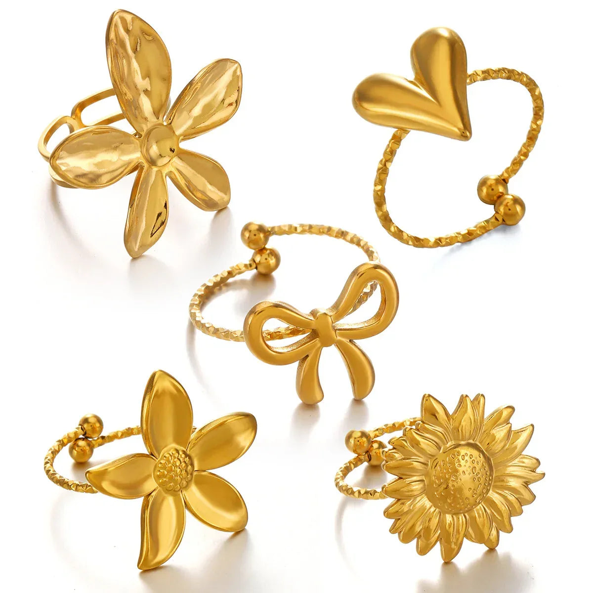 Stainless Steel Flower Ring - Viexta