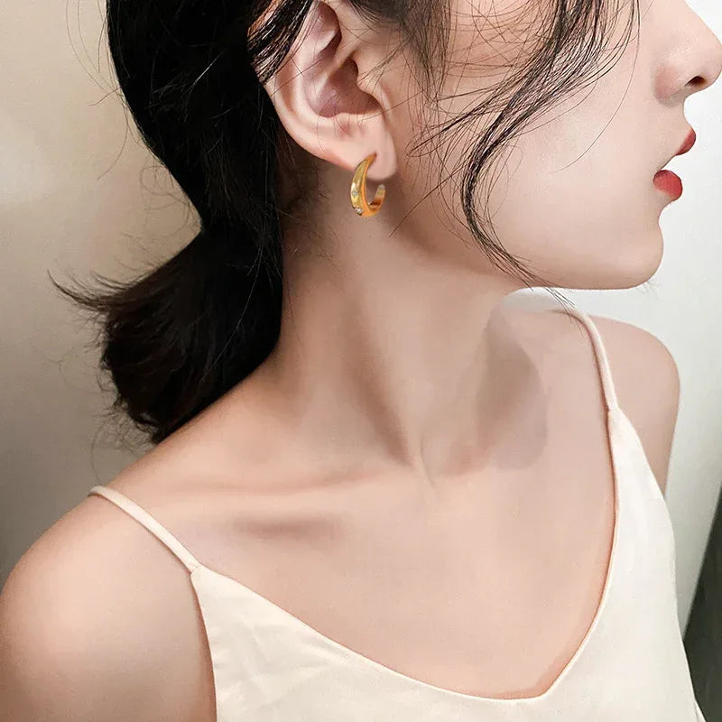 Light Luxury C- Shaped Stainless Steel Hoops - Viexta