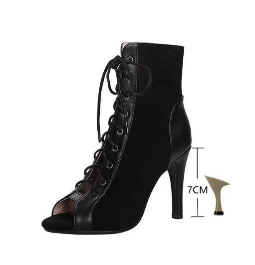 Stiletto Lace-up Peep Toe Heels - Viexta