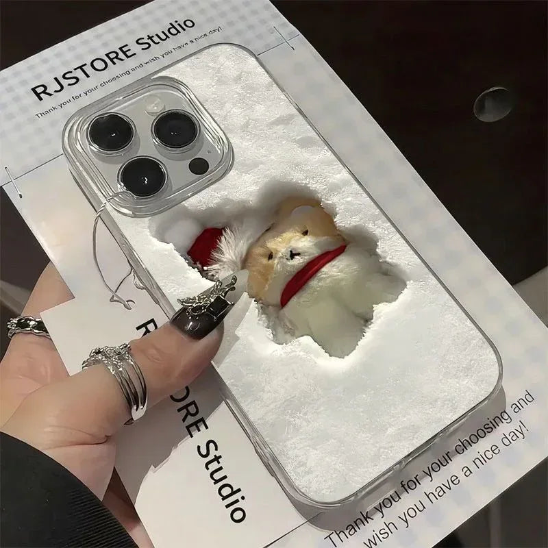 Three-dimensional Relief Drop-resistant Silver Snow Bear iPhone Case - Viexta
