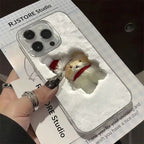 Three-dimensional Relief Drop-resistant Silver Snow Bear iPhone Case - Viexta