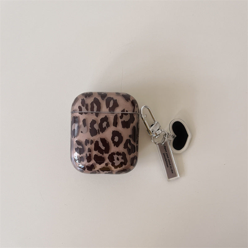 Transparent Brown Leopard Printed earphone Sleeves