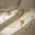 18K Gold Stainless Steel Single Starfish Rhinestone Ear Clip - Viexta