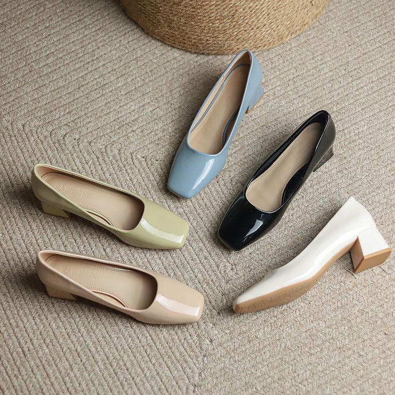 Lady Chunky Square Toe High Heels - Viexta