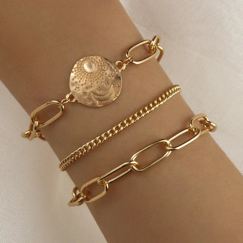 Chunky Chain Bracelet Three-piece Set - Viexta