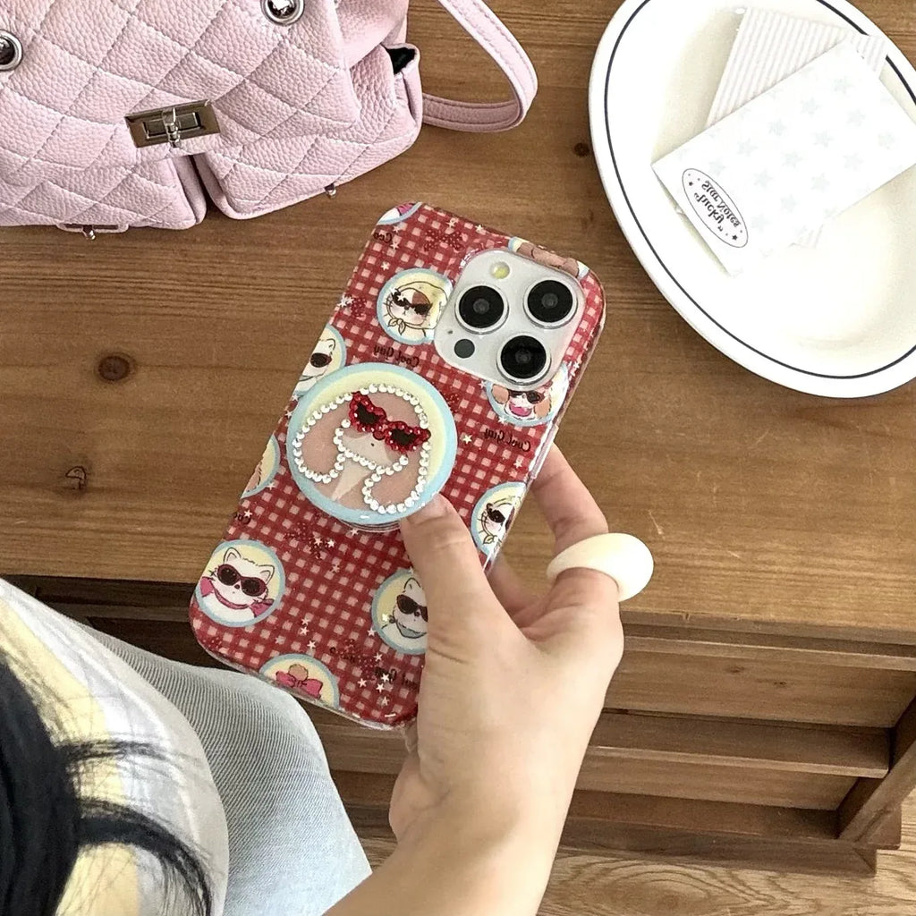 Cartoon Glasses Puppy Spot Drill iPhone Case - Viexta