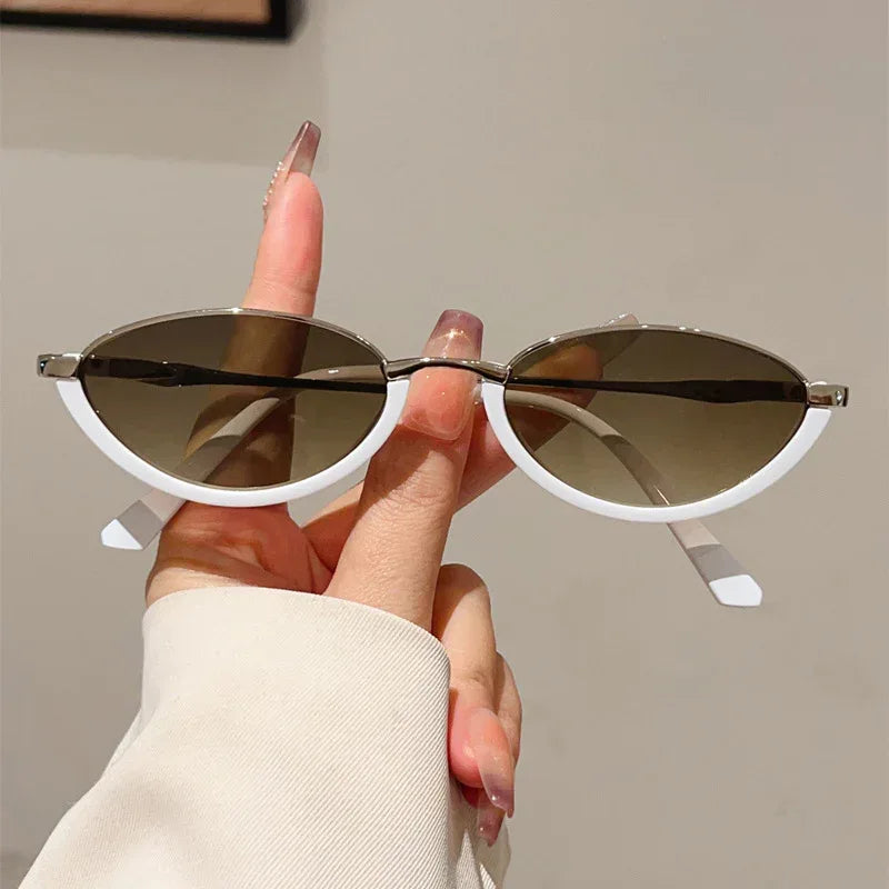 Triangle Cat's Eye Metal Small Frame Sunglasses - Viexta