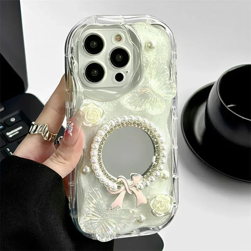Epoxy Mirror Flower Butterfly iPhone Case - Viexta