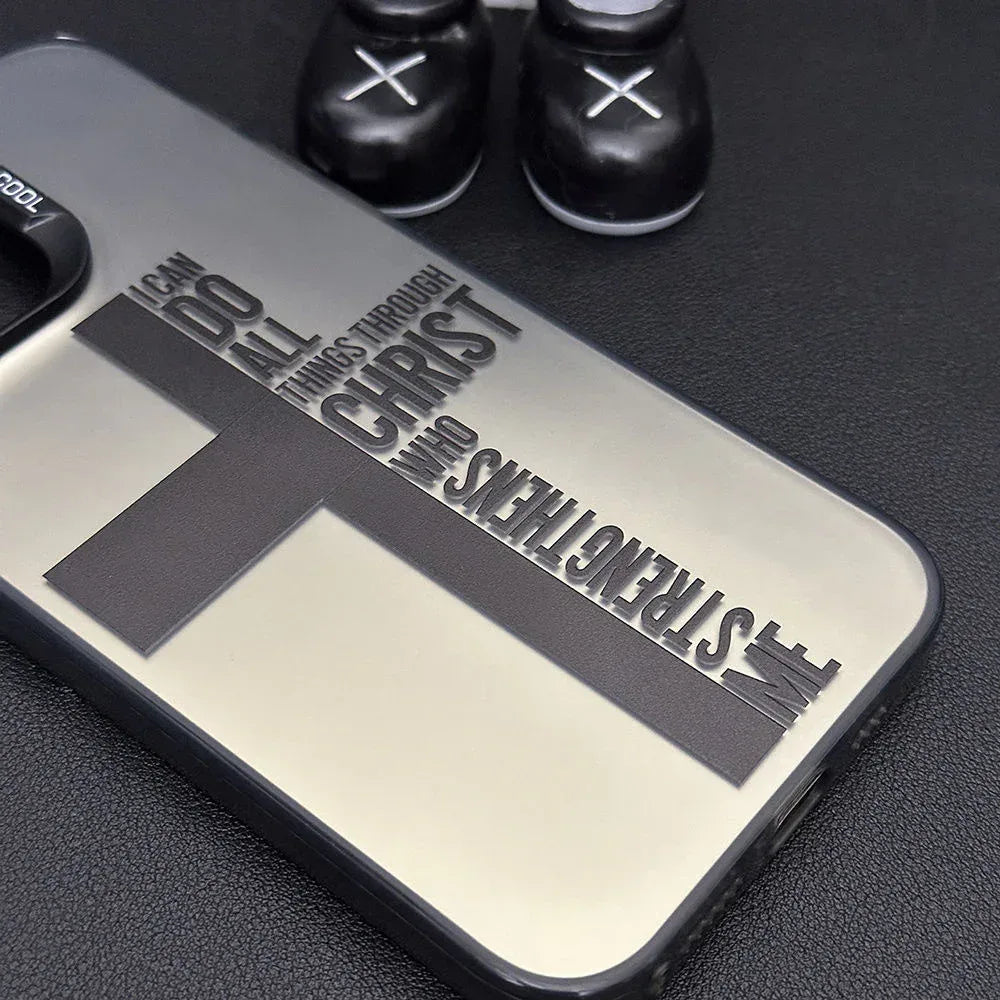 Cross English Color Silver Drop-resistant iPhone Case - Viexta