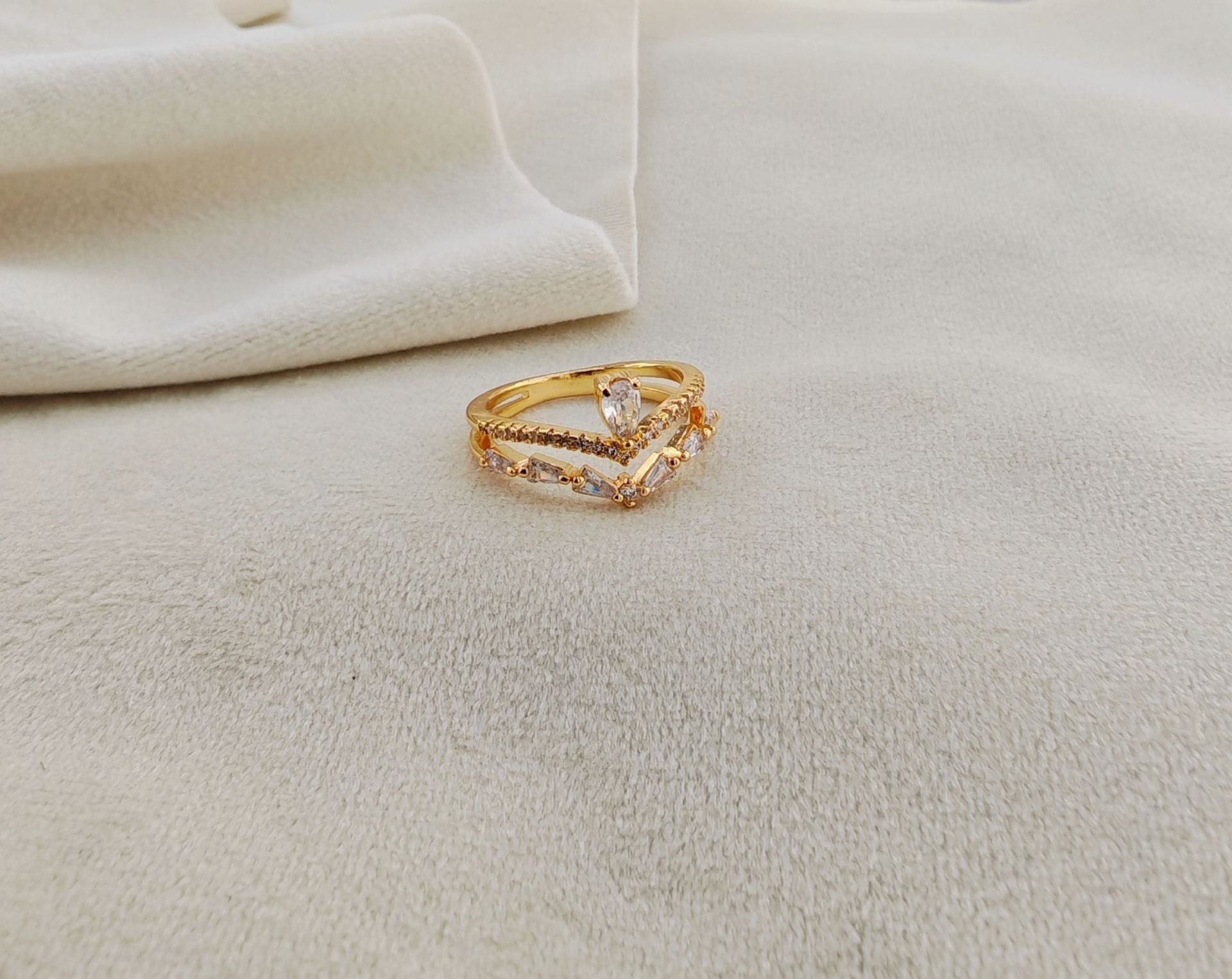 Golden Lily Crystal Ring