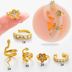 Single Piece Zircon Snake Flower Ear Clip - Viexta