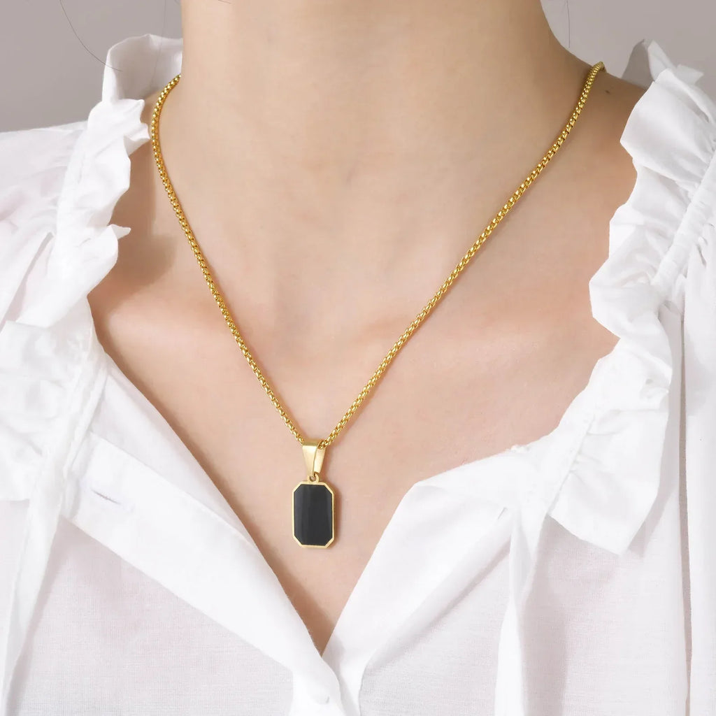 Titanium Steel Epoxy Pendant Necklace - Viexta