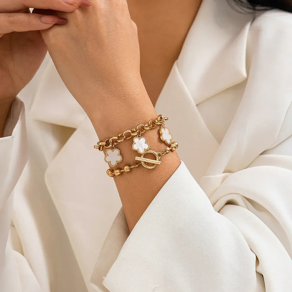 Rhinestone Chain Parthenocissus Grass Bracelet - Viexta