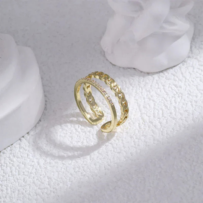 Double-layer Twist Open Ring - Viexta