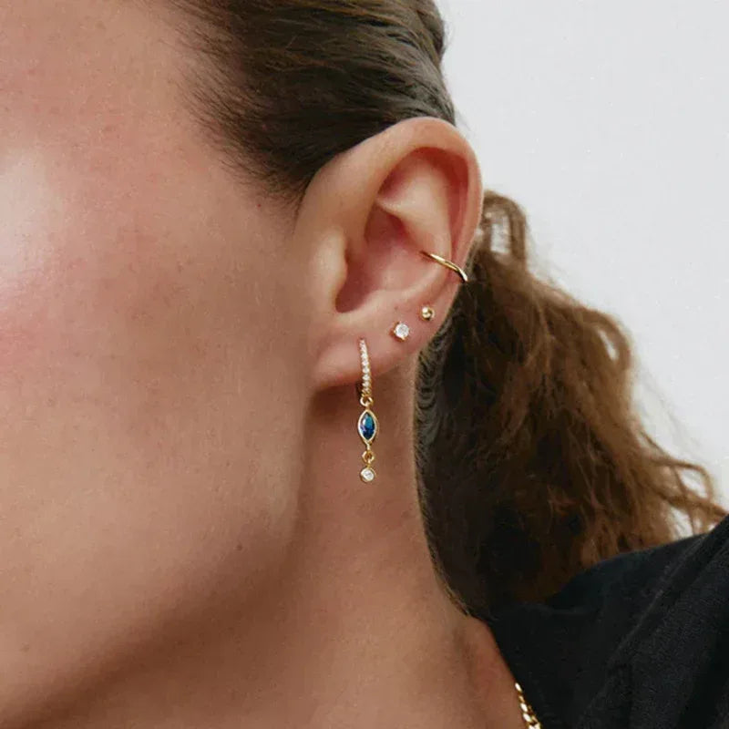 Sterling Silver Needle Zircon Earrings - Viexta