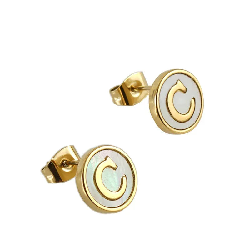 Titanium Steel 26 English Alphabet Letter Studs - Viexta