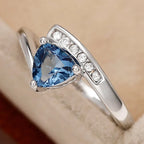 Women's Twisted Arm Micro-inlaid Blue Black Zircon Ring - Viexta