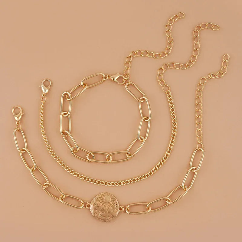 Chunky Chain Bracelet Three-piece Set - Viexta