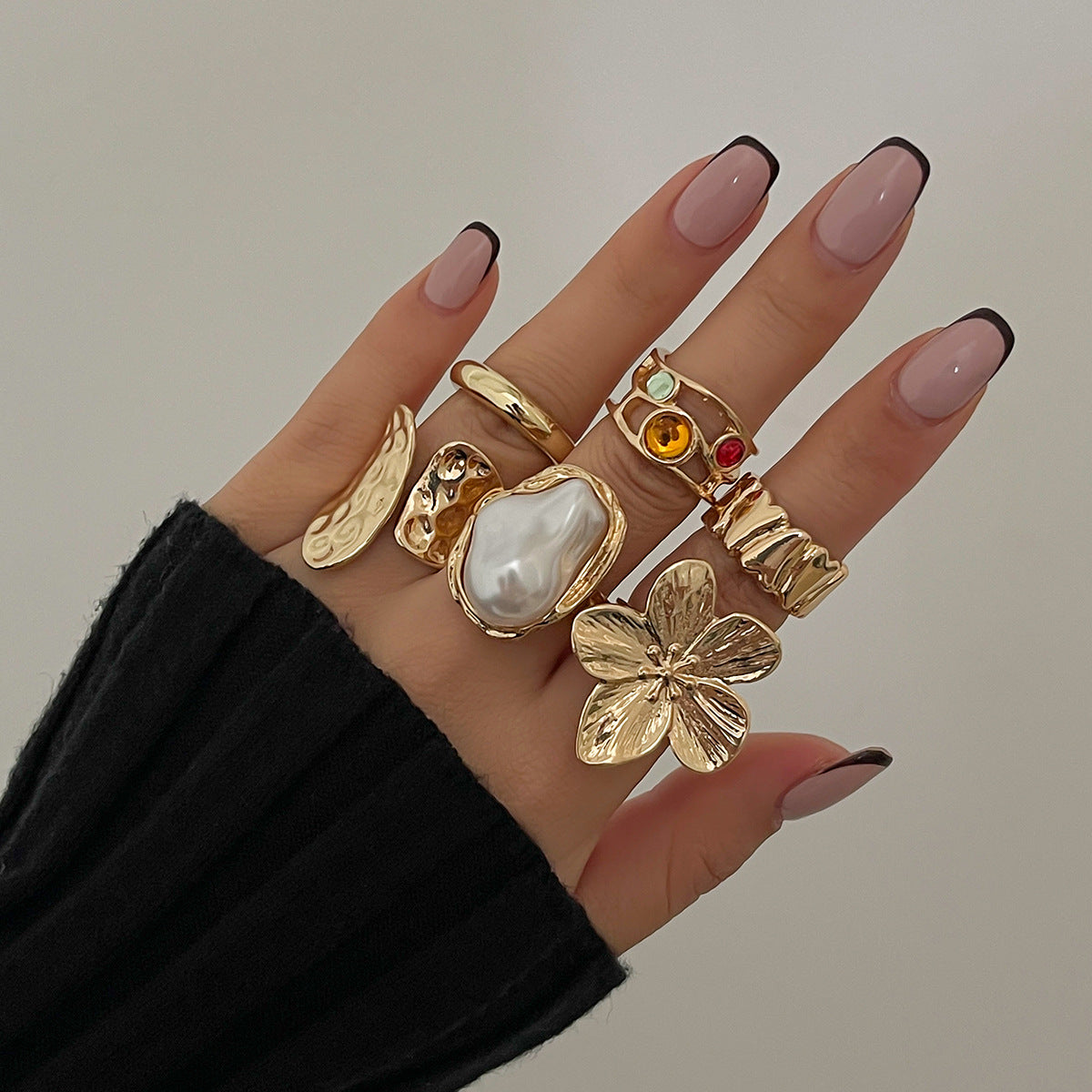 Baroque Pearl Ring Set