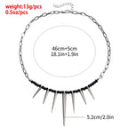 Punk Stitching Chain Black Beaded - Viexta