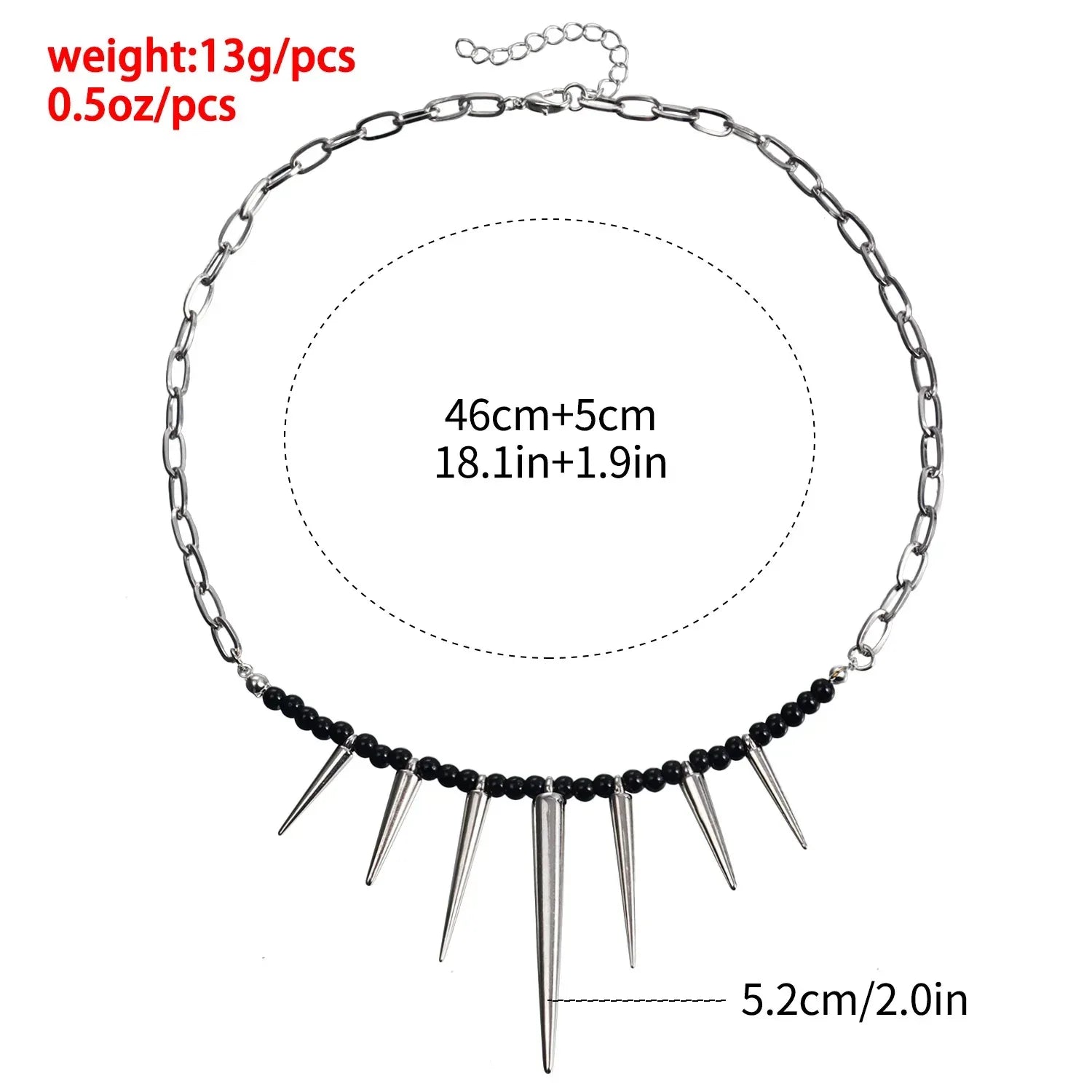 Punk Stitching Chain Black Beaded - Viexta