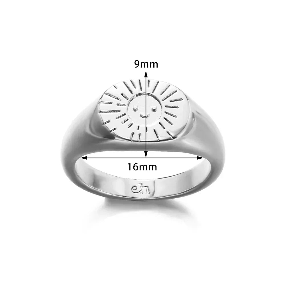18K Smiling Face Sun Light Ring - Viexta