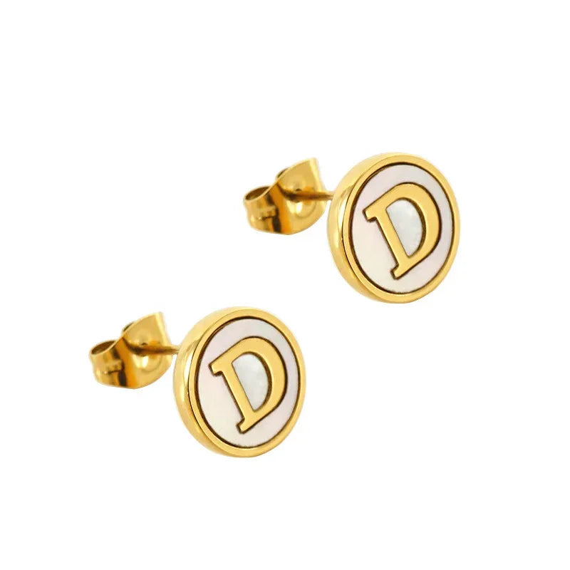 Titanium Steel 26 English Alphabet Letter Studs - Viexta