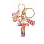 Resin English Letter Epoxy Butterfly Pendant Key Ring
