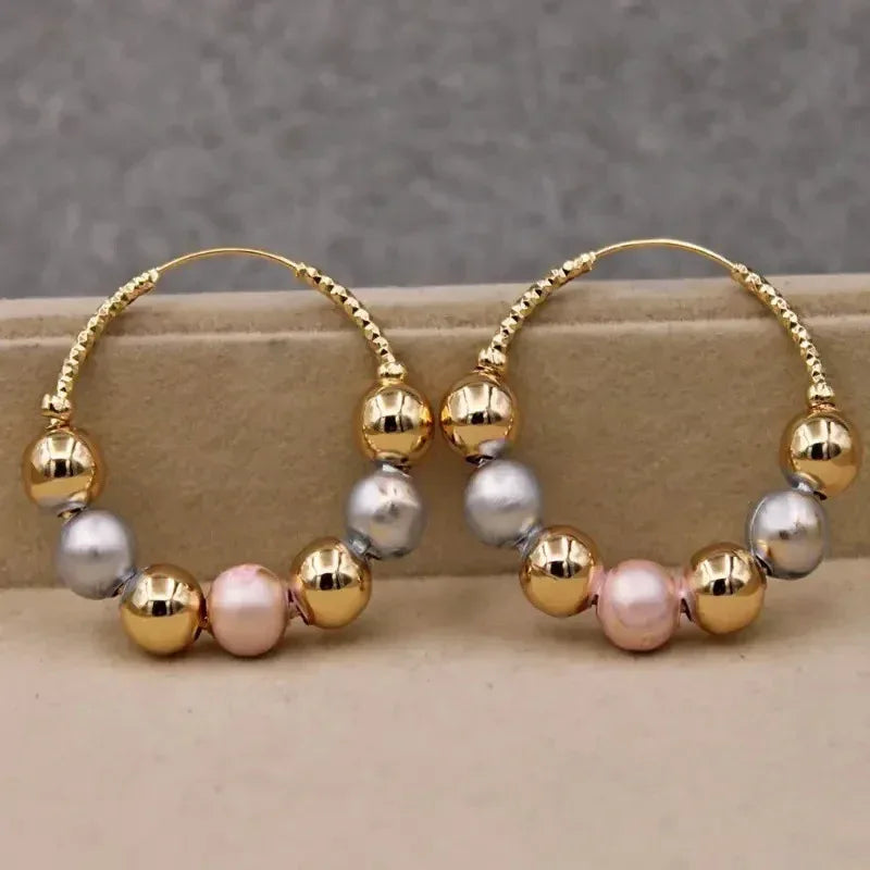 color-round-beads-hoop-earrings - Viexta