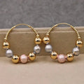 color-round-beads-hoop-earrings - Viexta