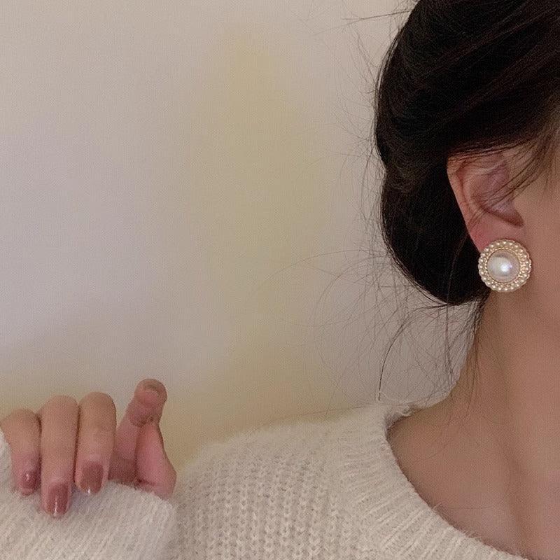 Sterling Silver Needle Pearl Stud Earrings - Viexta