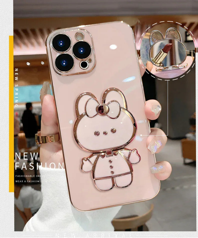Creative Cartoon Rabbit Stand Mirror Phone Case - Viexta