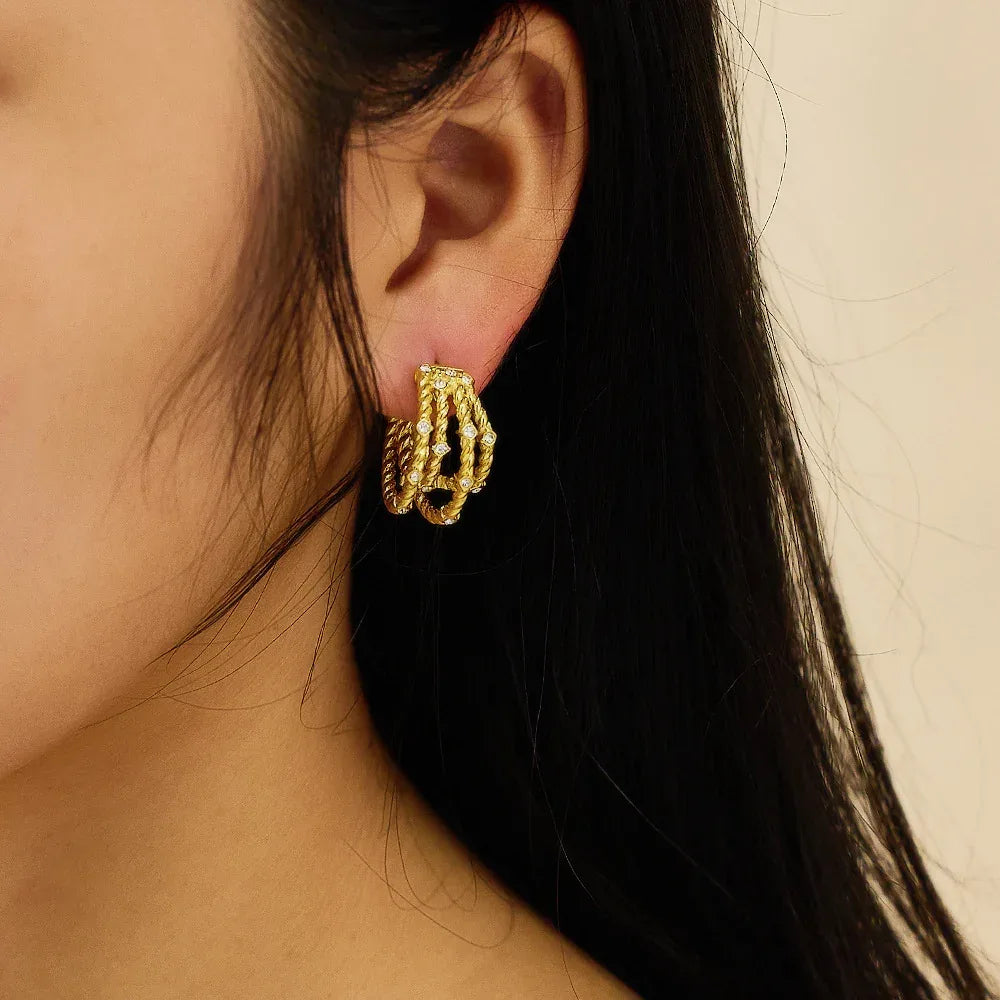Stainless Steel 18K Gold Plating Hoops - Viexta