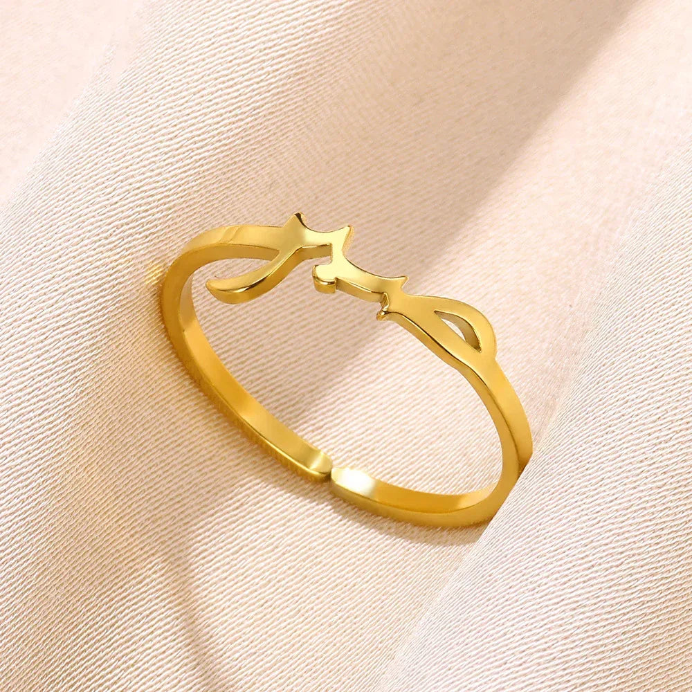 Arabic Stainless Steel Gold Plated Vintage Ring - Viexta