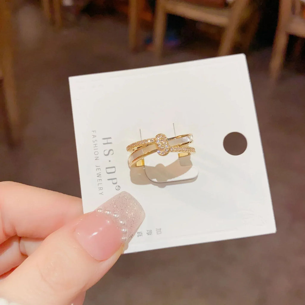 Double Layer Shell Wave Open Ring - Viexta