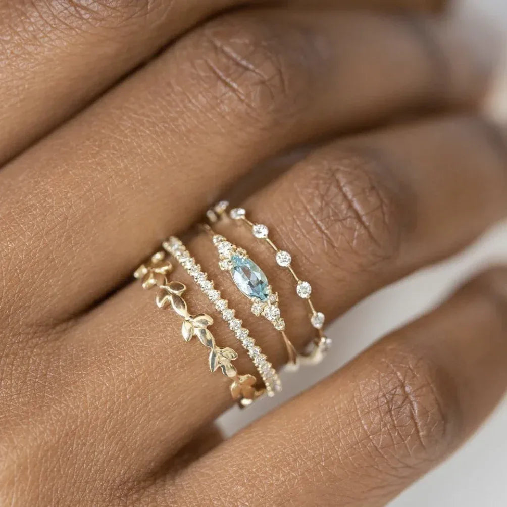 14k Four-piece Ring Set - Viexta