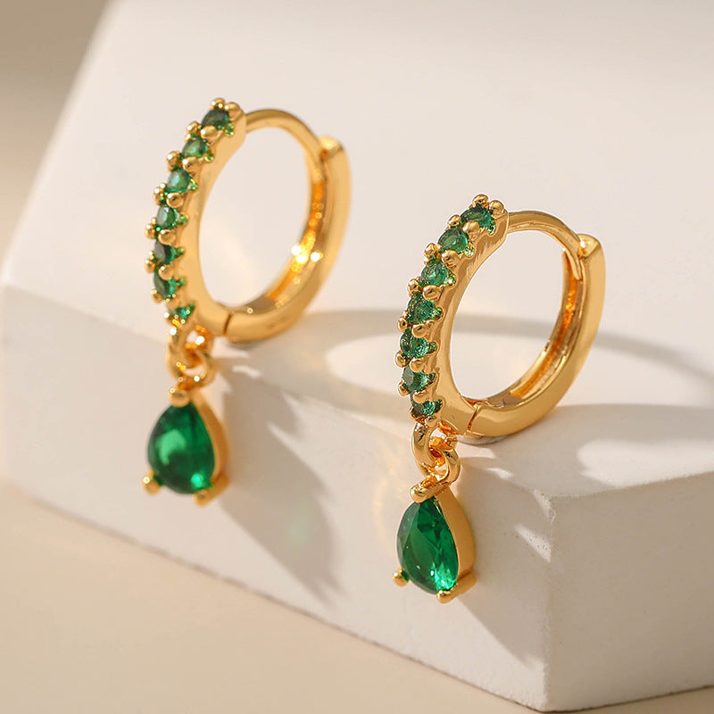 18K Gold Vintage Emerald Earrings