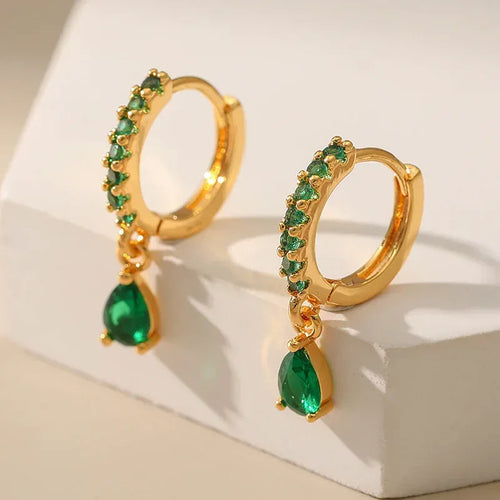 18K Gold Vintage Emerald Earrings - Viexta