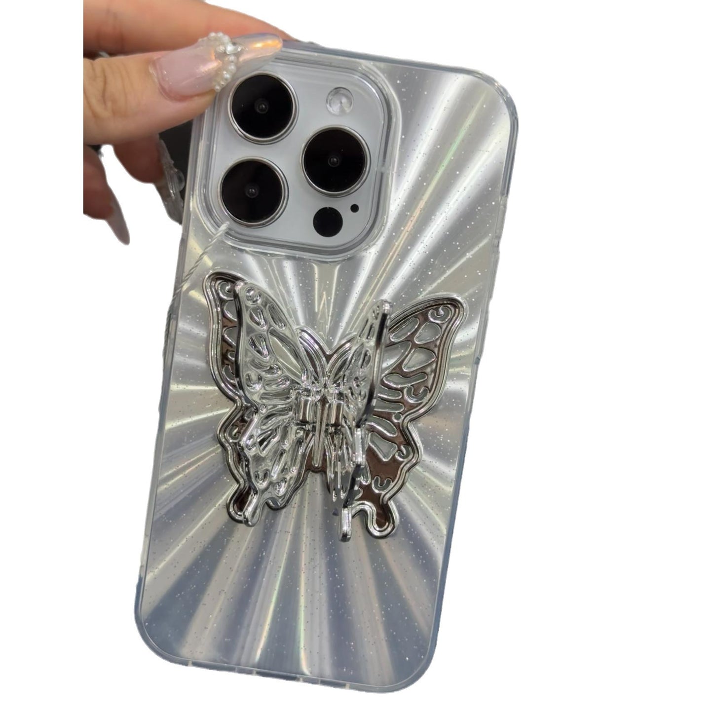 Aurora Three-dimensional Butterfly Bracket iPhone Case