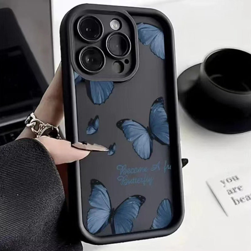 Blue Butterfly Edging Drop-resistant iPhone Case