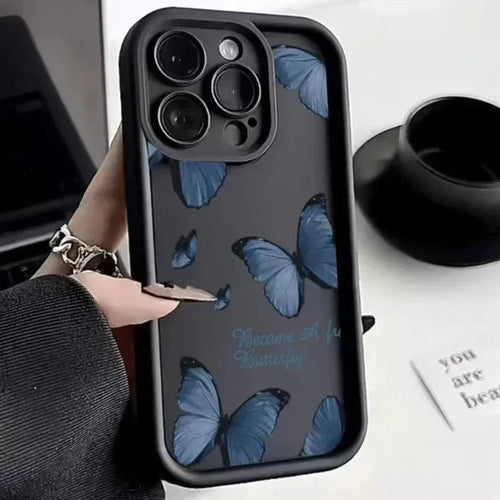 Blue Butterfly Edging Drop-resistant iPhone Case - Viexta