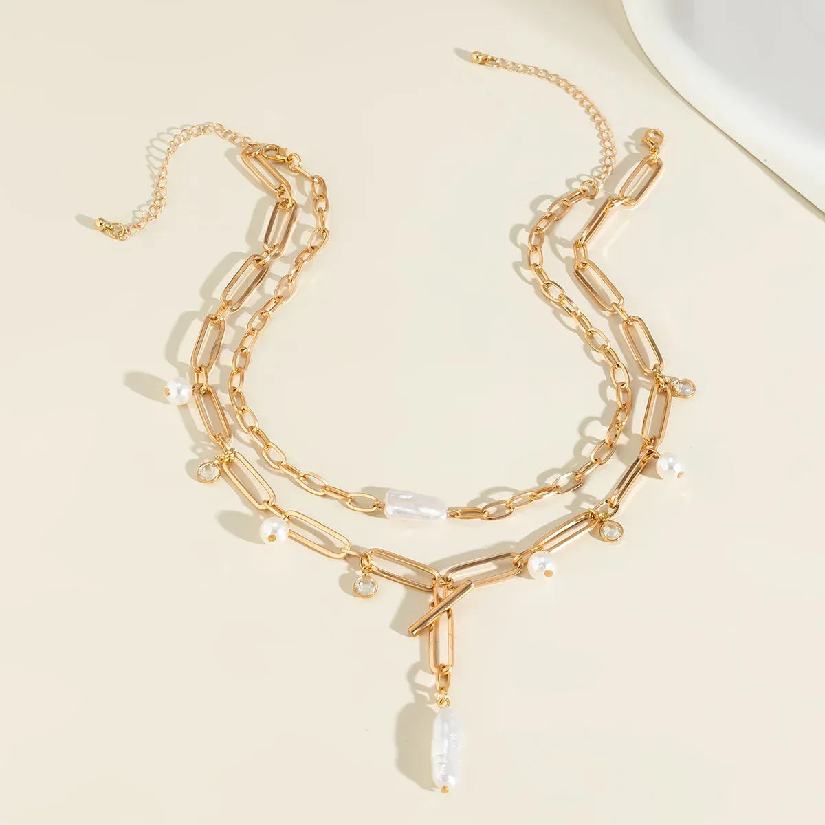 Vintage Pearl Baroque Niche Twin Necklace - Viexta