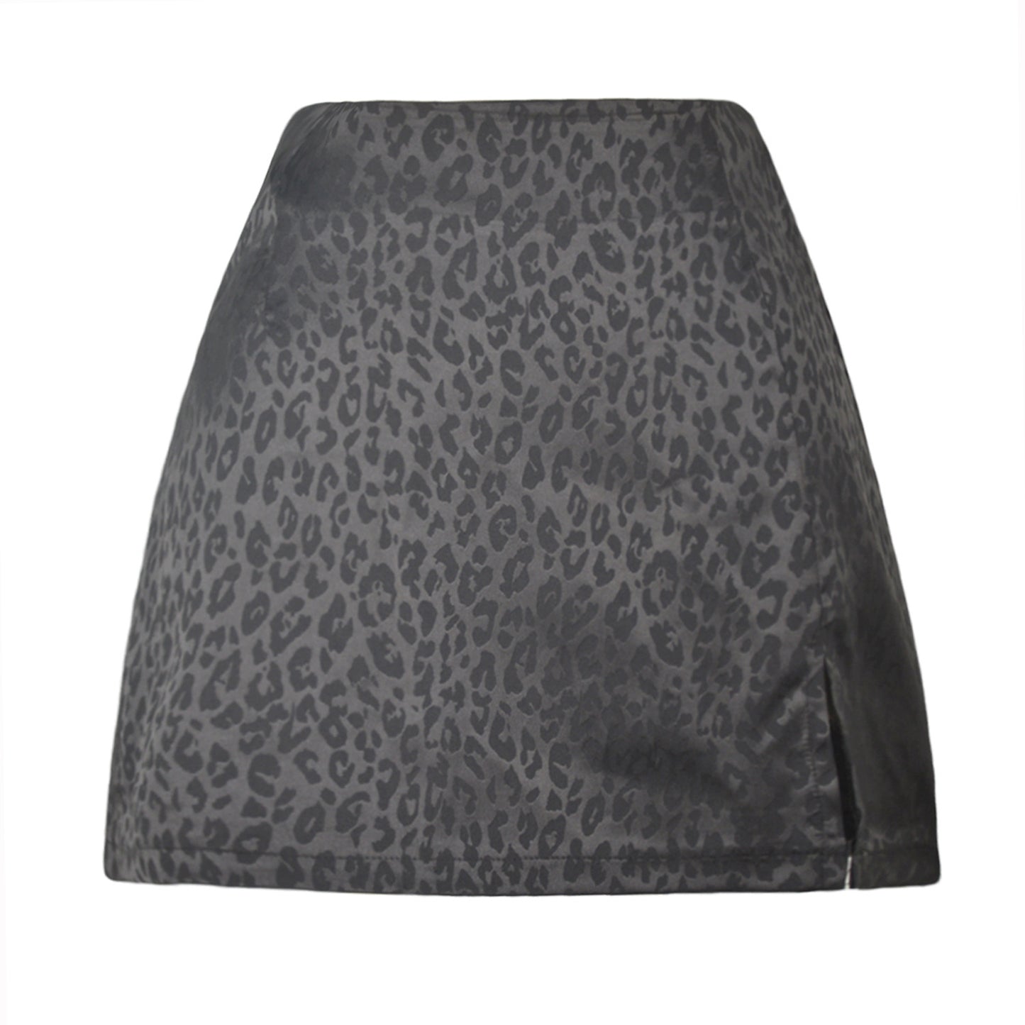 Leopard Print High Waist Slit Short Skirt