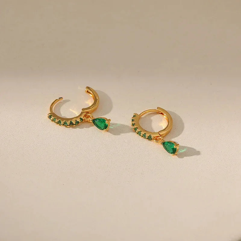 18K Gold Vintage Emerald Earrings - Viexta