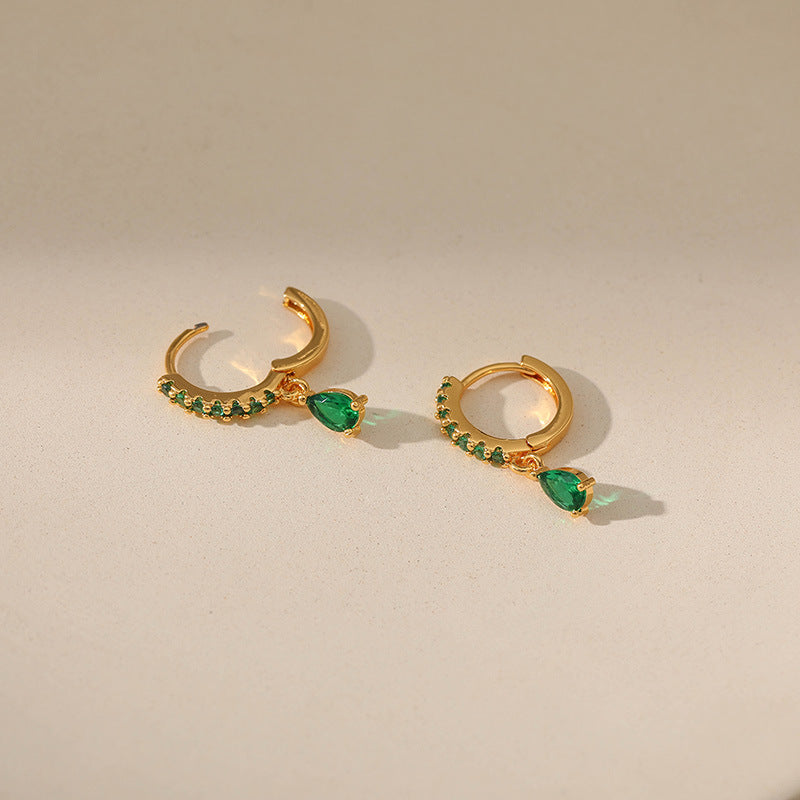 18K Gold Vintage Emerald Earrings