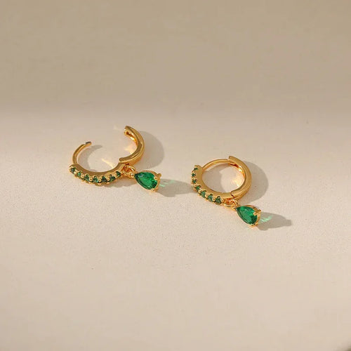 18K Gold Vintage Emerald Earrings - Viexta