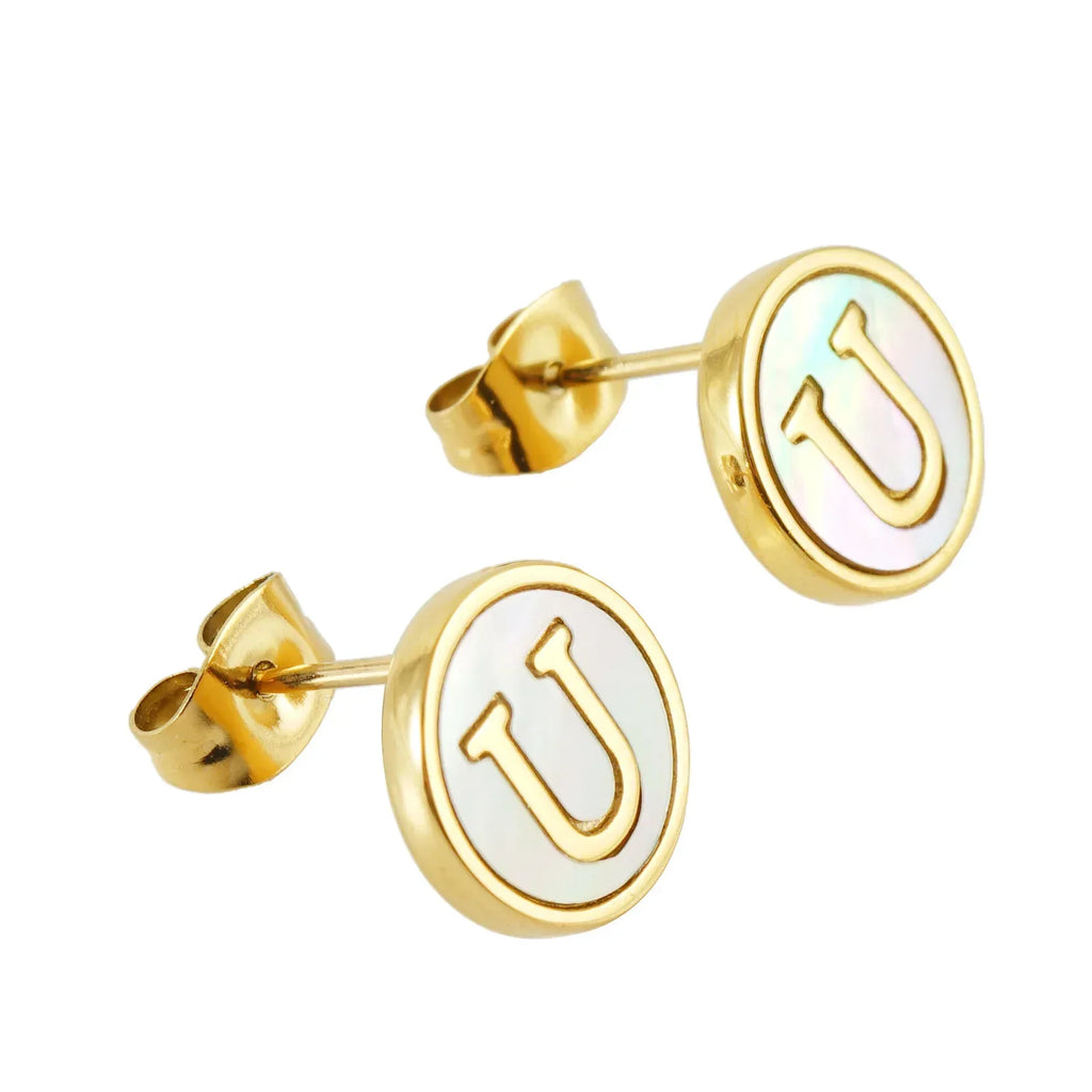 Titanium Steel 26 English Alphabet Letter Studs - Viexta